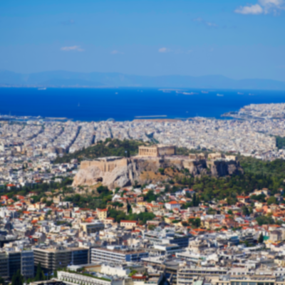The panoramic view of Athens on a sunny day.