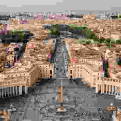 Drone view of Vatican City from above.