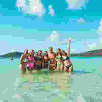Girl group photo on a boat trip to Moreton Island.