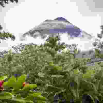 Clouds gathering round Arenal volcano, La Fortuna.