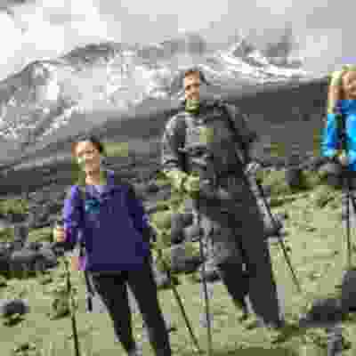 Group trekking up Kilimanjaro